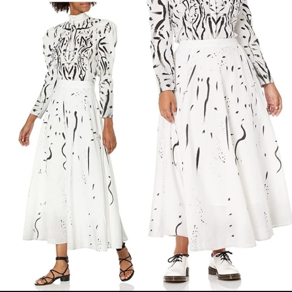 Making The Cut Painted Midi Gary's Skirt Winning Look White Artsy NWT Size 3x - Picture 3 of 10